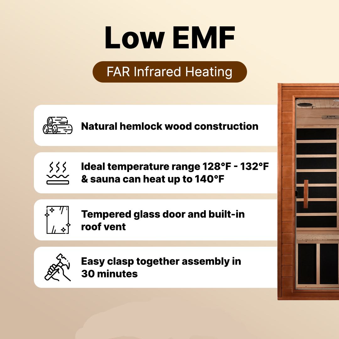 Dynamic "Avila" 1-2-person Low EMF FAR Infrared Sauna DYN-6103-01