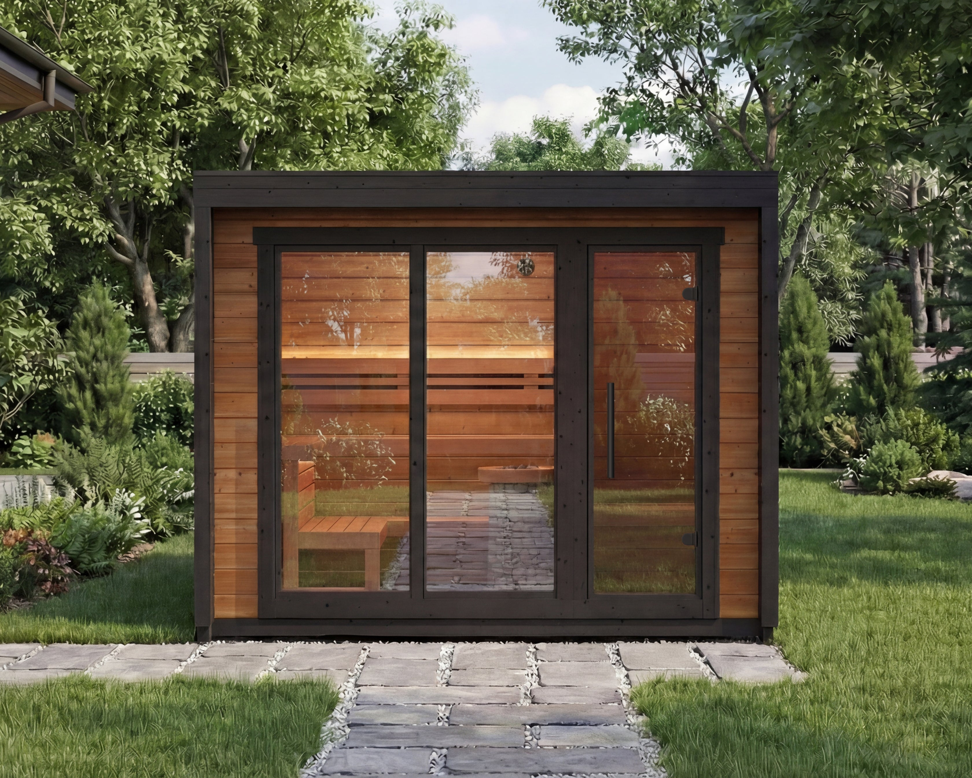 Leil Patio M 5 Person Outdoor Sauna with Changing Room