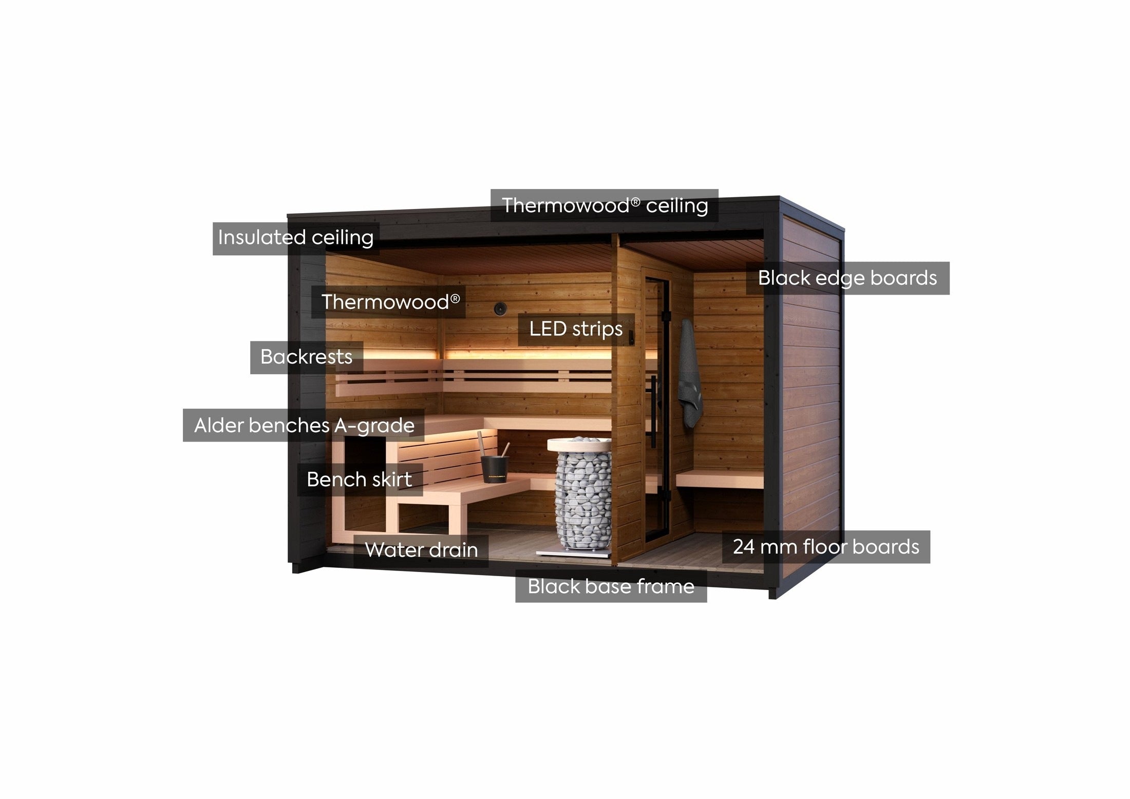 Leil Patio M 5 Person Outdoor Sauna with Changing Room