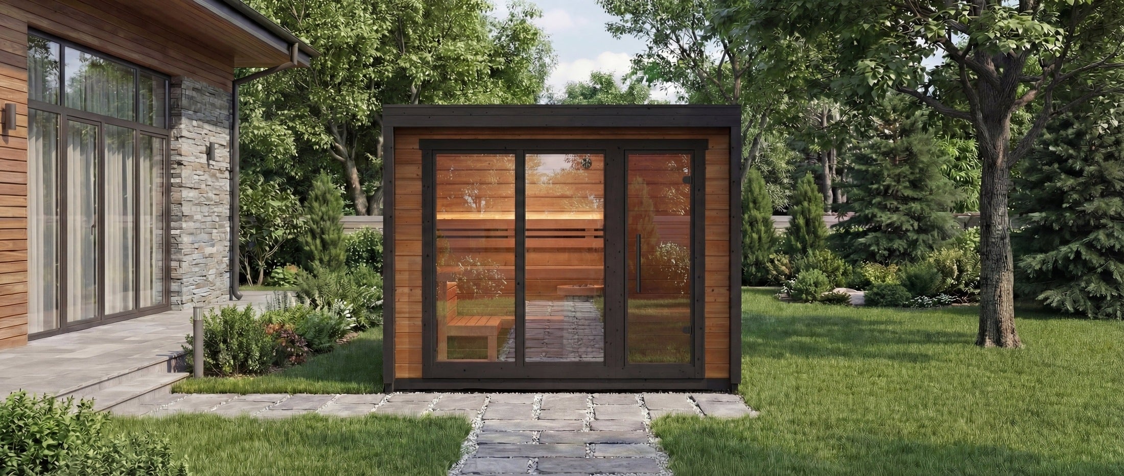 Leil Patio M 5 Person Outdoor Sauna with Changing Room
